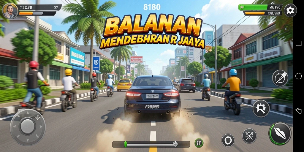 Tampilan gameplay balapan yang seru dan menegangkan dalam 8180.