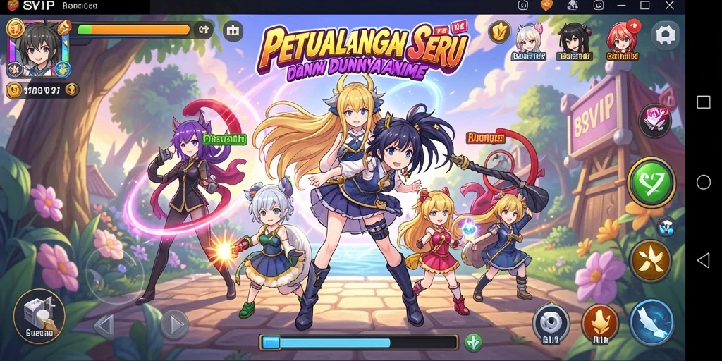 Tampilan gameplay yang mengasyikkan dari 8SVIP dan karakter Anime yang beragam.