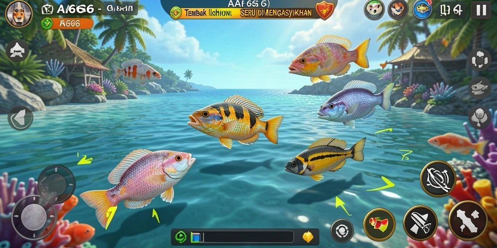 Tampilan gameplay seru dalam game Tembak Ikan AA666.