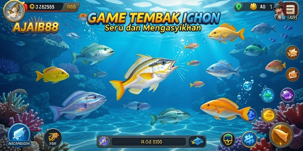 Tampilan gameplay AJAIB88 dengan aksi menembak ikan yang seru.