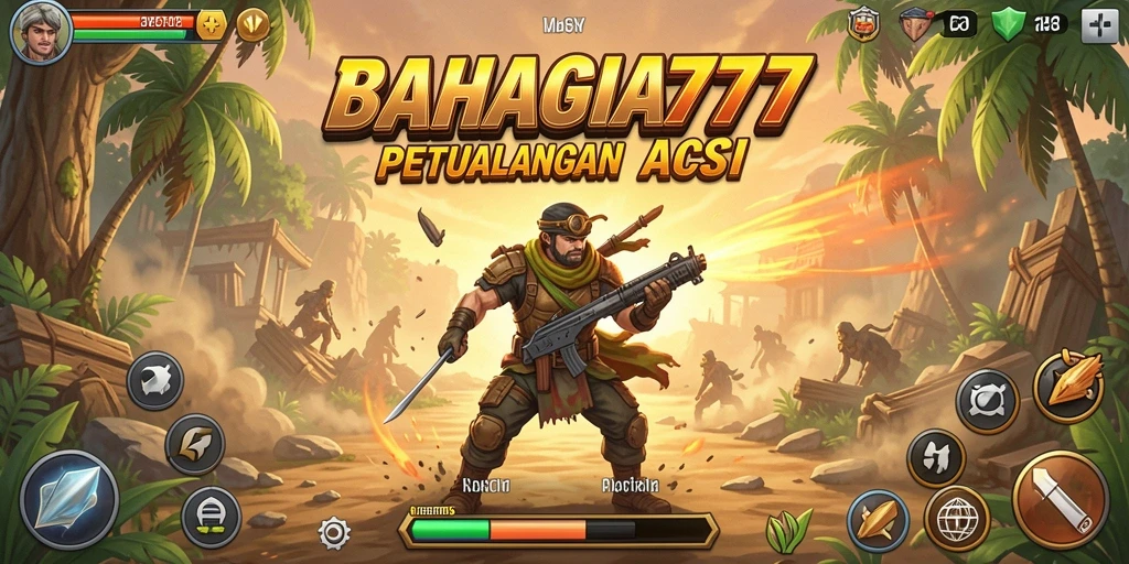 Tampilan gameplay seru BAHAGIA777 saat karakter bertarung.