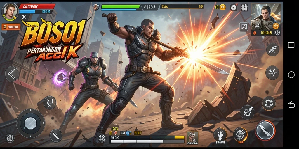 Screenshot menunjukkan aksi seru dalam gameplay BOS01 yang menegangkan.