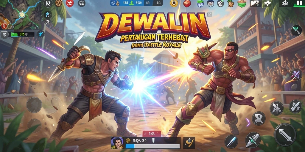 Tampilan aksi seru dalam gameplay DEWALIN Battle Royale.