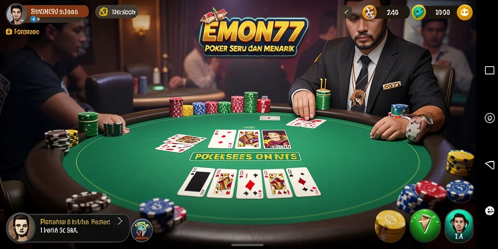 Screenshot EMON77 menampilkan gameplay Poker yang mengasyikkan.