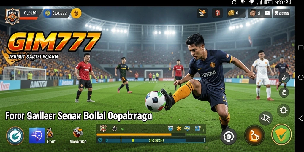Tampilan gameplay GIM777 dengan aksi sepak bola yang mendebarkan.