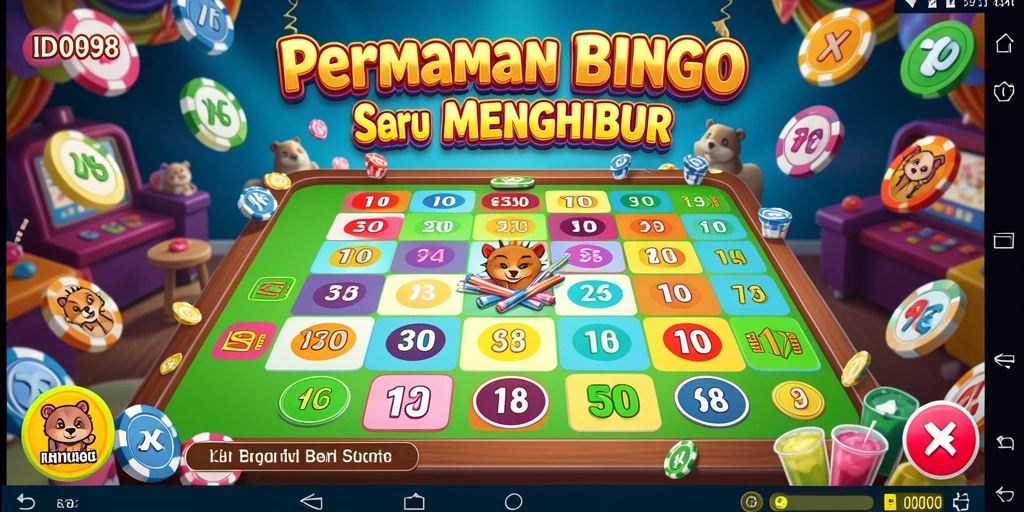 Tangkapan layar gameplay ID098 yang penuh kegembiraan dan keseruan Bingo.