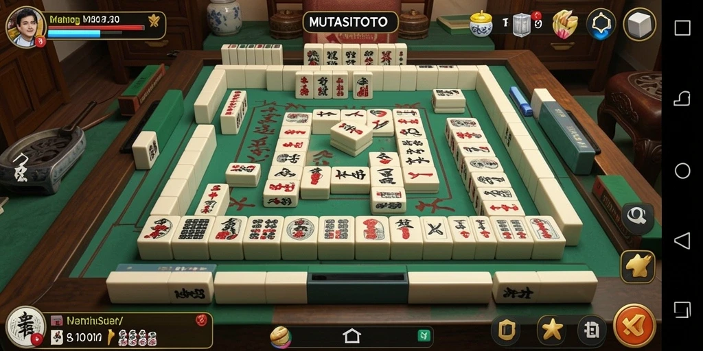 Tampilan seru gameplay MUTASITOTO dalam permainan Mahjong.