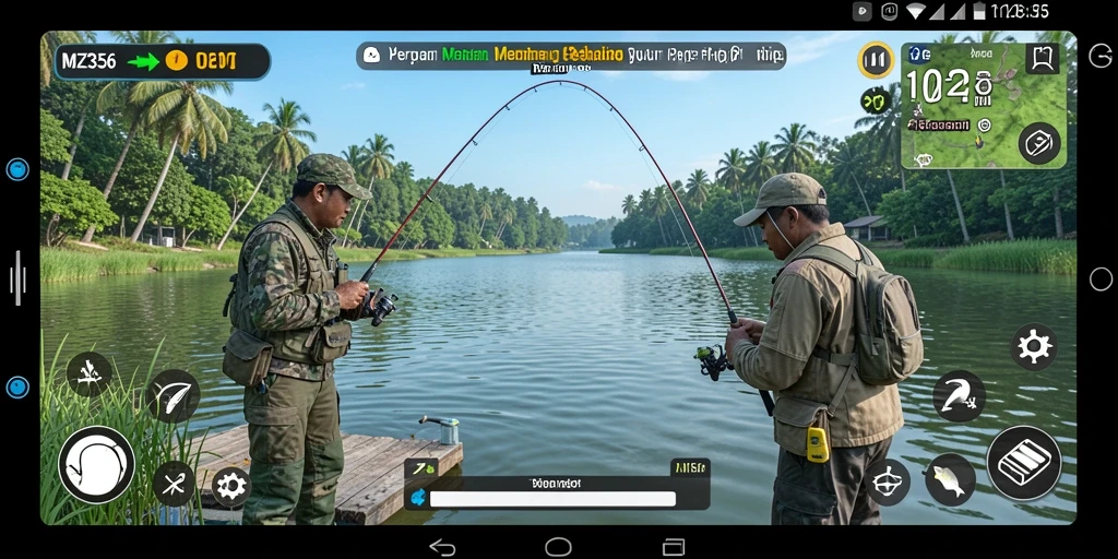 Gameplay MZ356 menampilkan aksi memancing yang mendebarkan dan menakjubkan.