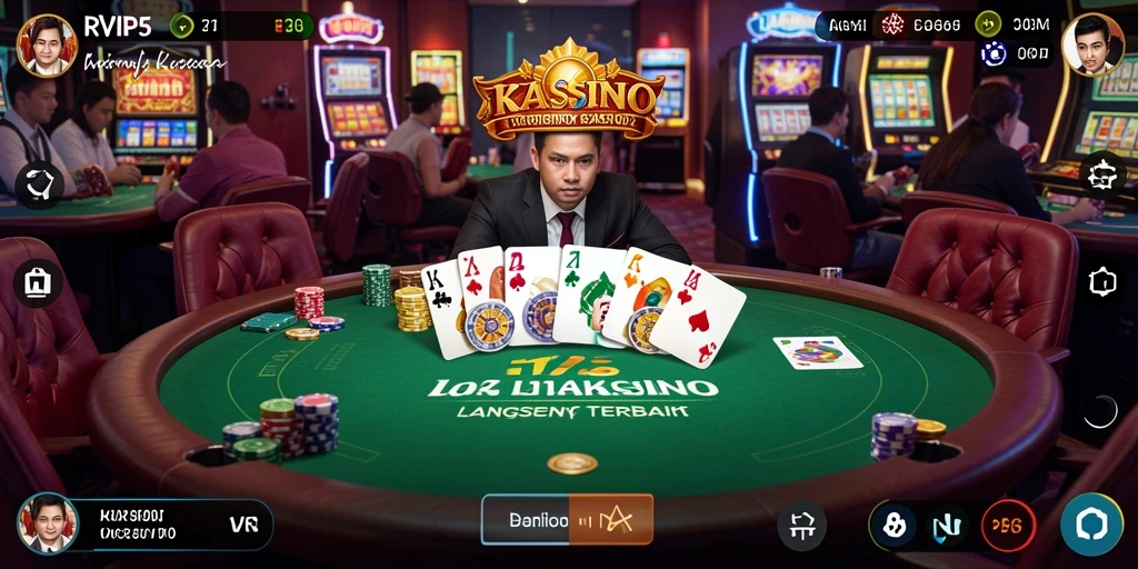 Screenshot utama RVIP5 menampilkan dealer langsung dan permainan yang seru.
