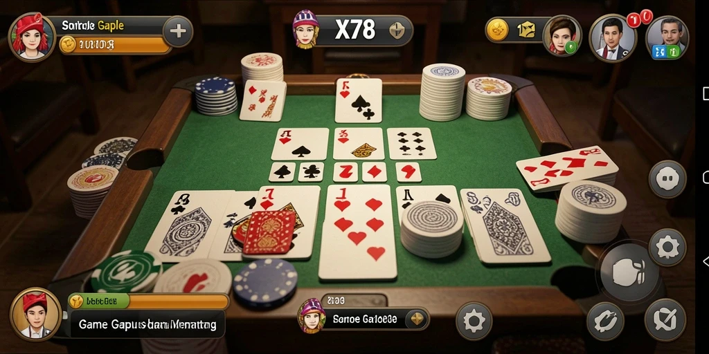 Tampilan gameplay X78 yang seru dan kompetitif di permainan Gaple.